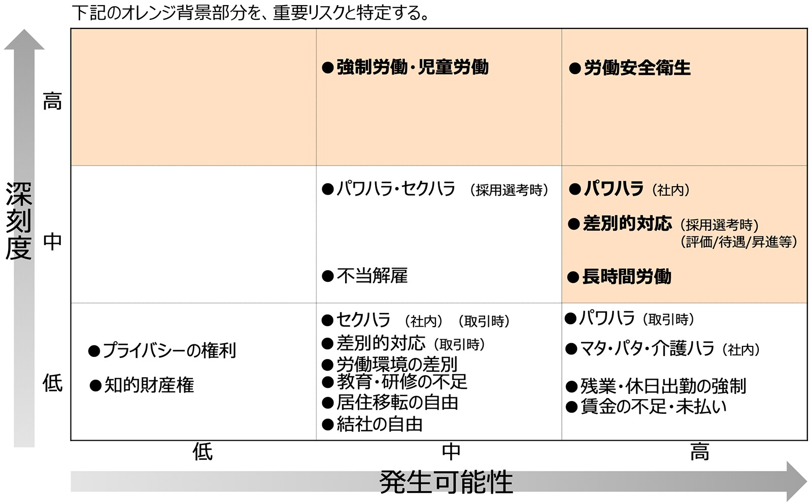 ライツホルダー（負の影響を受け得る人権を有する人）：当社従業員、就職希望者
