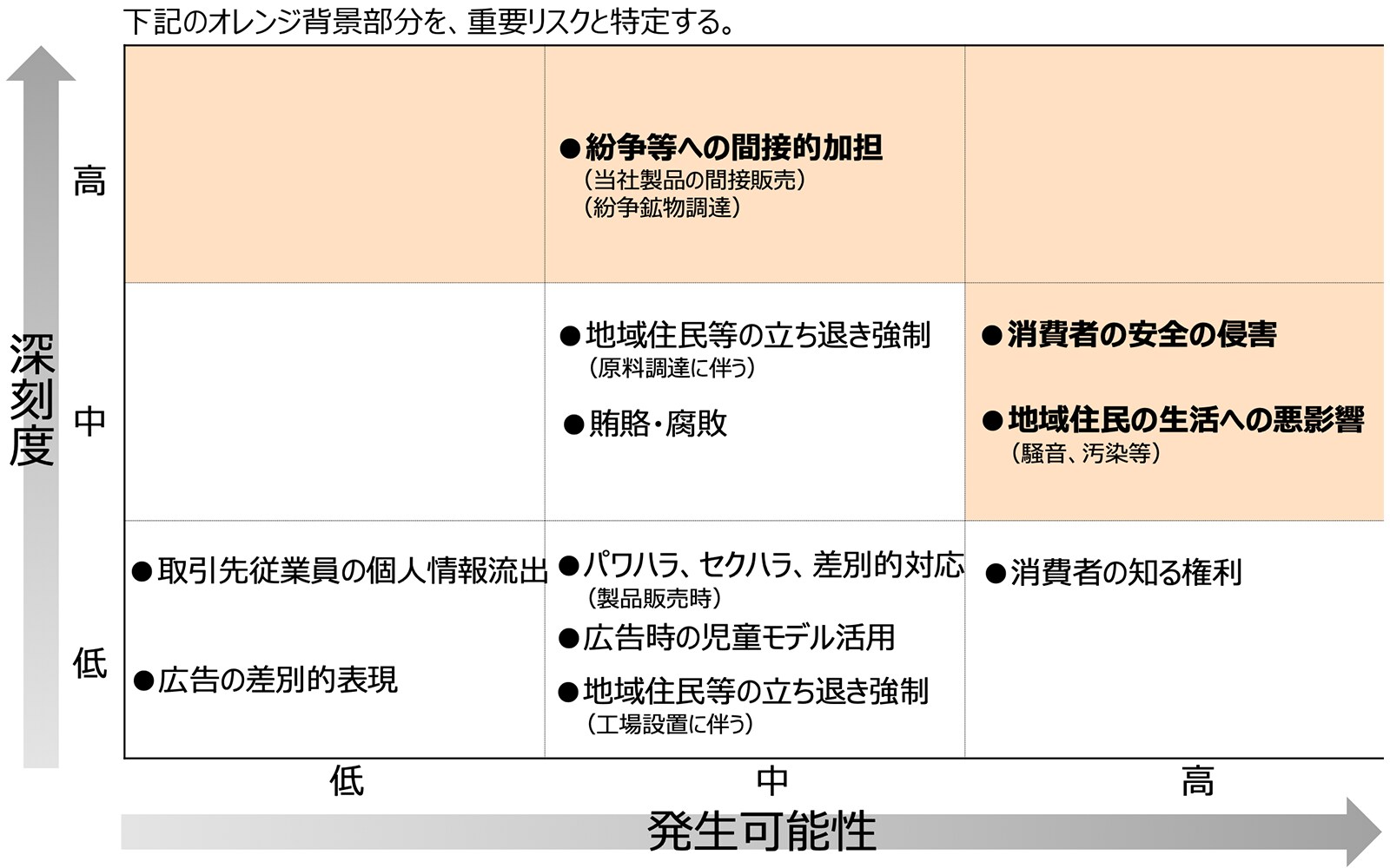 （３）ライツホルダー（負の影響を受け得る人権を有する人）：販売先、消費者、先住民・地域住民ほか