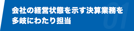 会社の経営状態を示す決算業務を多岐にわたり担当