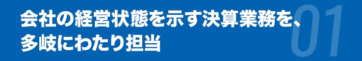 会社の経営状態を示す決算業務を多岐にわたり担当