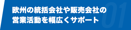 欧州の統括会社や販売会社の営業活動を幅広くサポート