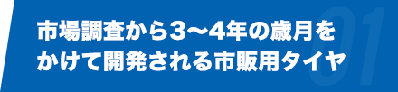 市場調査から3〜4年の歳月を
かけて開発される市販用タイヤ