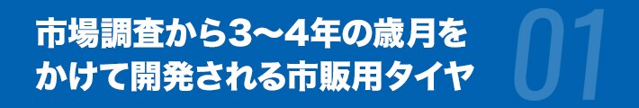 市場調査から3〜4年の歳月を
かけて開発される市販用タイヤ